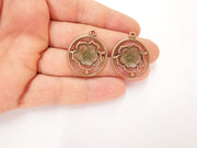 4 Flower Charms Antique Copper Plated Charms (33x27mm) G23323