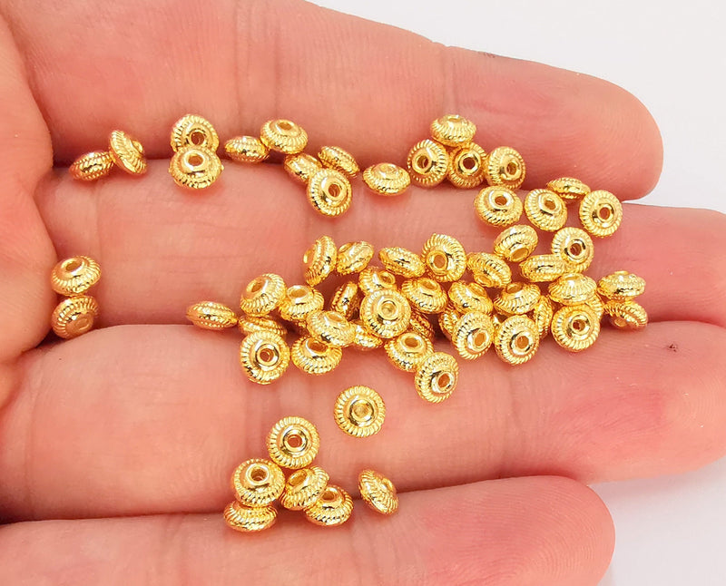 20 Rondelle Beads 24K Shiny Gold Plated Beads (5mm)  G22916