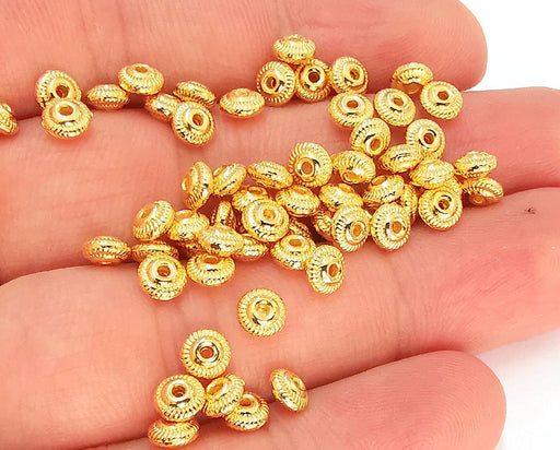 20 Rondelle Beads 24K Shiny Gold Plated Beads (5mm)  G22916