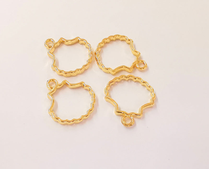 8 Oyster Sea Shell Charms 24K Shiny Gold Plated Charms (18x16mm)  G23324