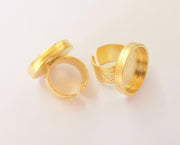 Hammered Ring Blank Setting Cabochon Base inlay Mounting Adjustable Ring Bezel Gold Plated (22mm blank ) G23328