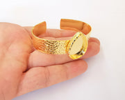 Bracelet Blank Resin Cuff Dry Flower inlay Blank Cuff Bezel Glass Cabochon Base Hammered Adjustable Shiny Gold Plated (26x18mm ) G23327