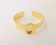 Bracelet Blank Resin Cuff Dry Flower inlay Blank Cuff Bezel Glass Cabochon Base Hammered Adjustable Shiny Gold Plated (26x18mm ) G23327