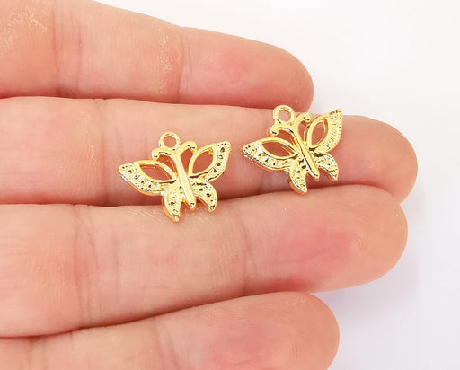 4 Butterfly Charms 24K Shiny Gold Plated Charm (19x15mm) G23335