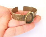 Bracelet Blank Resin Cuff Dry Flower inlay Blank Cuff Bezel Glass Cabochon Base Textured Adjustable Antique Bronze (25x18mm ) G23339