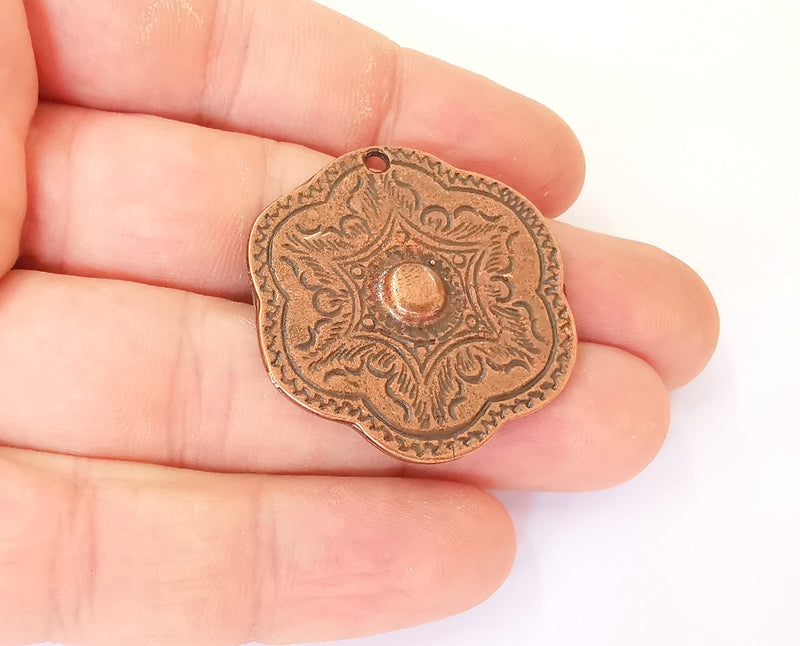 2 Copper Charms Antique Copper Plated Charms (36x35mm)  G23341