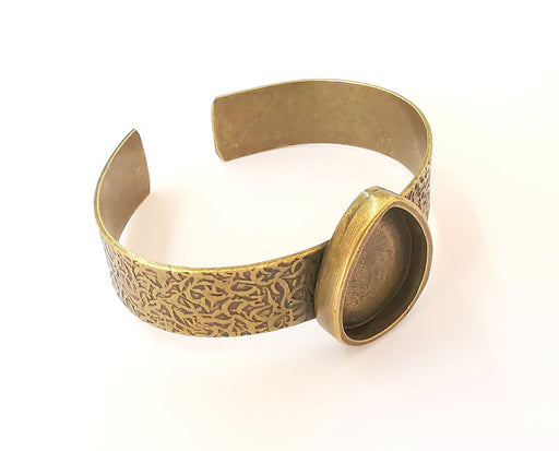 Bracelet Blank Resin Cuff Dry Flower inlay Blank Cuff Bezel Glass Cabochon Base Textured Adjustable Antique Bronze (25x18mm ) G23339