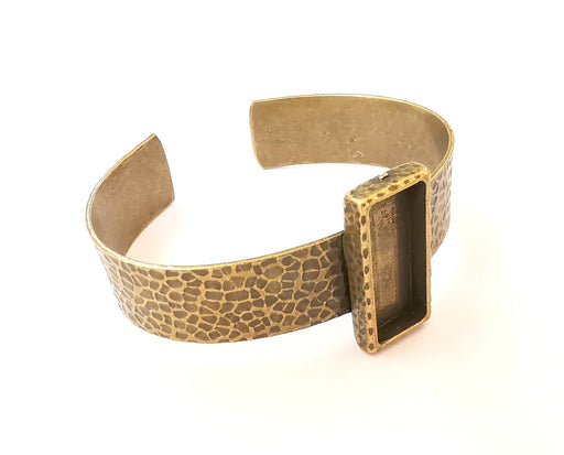 Bracelet Blank Resin Bezel Cuff Dry Flower inlay Blank Cuff Bezel Glass Cabochon Base Adjustable Antique Bronze (25x10mm blank ) G23330
