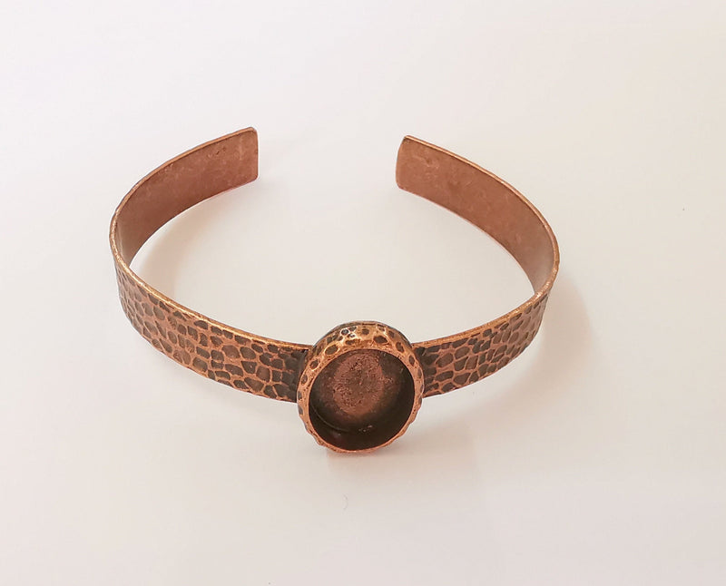 Bracelet blank Resin cuff Dry flower inlay blank Cuff bezel Glass cabochon base Hammered adjustable Antique copper (18x13mm ) G23346