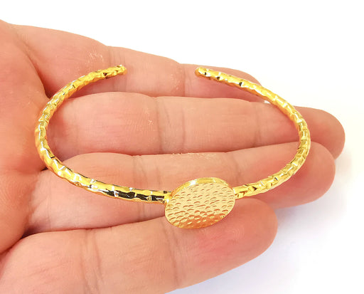 Shiny gold blanks Hammered bracelet blanks Cuff blanks Adjustable bracelet blank Gold plated bracelet (16 mm Blanks ) G23350