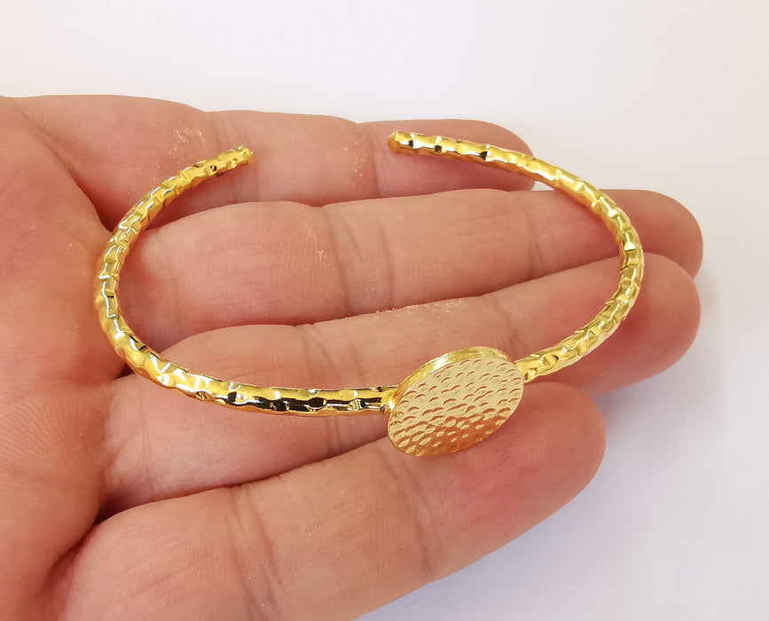 Shiny gold blanks Hammered bracelet blanks Cuff blanks Adjustable bracelet blank Gold plated bracelet (16 mm Blanks ) G23350