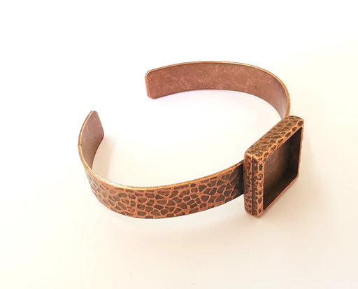 Bracelet Blank Resin Cuff Dry Flower inlay Blank Cuff Bezel Glass Cabochon Base Hammered Adjustable Antique Copper (16x16mm ) G23356