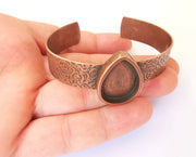 Bracelet Blank Resin Cuff Dry Flower inlay Blank Cuff Bezel Glass Cabochon Base Bracelet Textured Adjustable Antique Copper (26x18mm) G23357