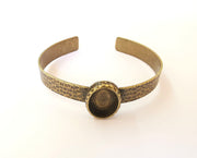 Bracelet Blank Resin Cuff Dry Flower inlay Blank Cuff Bezel Glass Cabochon Base Hammered Adjustable Antique Bronze  (18x13mm ) G23358