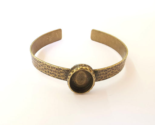 Bracelet Blank Resin Cuff Dry Flower inlay Blank Cuff Bezel Glass Cabochon Base Hammered Adjustable Antique Bronze  (18x13mm ) G23358