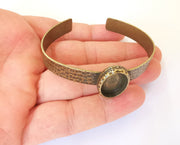 Bracelet Blank Resin Cuff Dry Flower inlay Blank Cuff Bezel Glass Cabochon Base Hammered Adjustable Antique Bronze  (18x13mm ) G23358