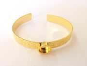 Bracelet Blank Resin Cuff Dry Flower inlay Blank Cuff Bezel Glass Cabochon Base Textured Adjustable Shiny Gold Plated (10mm ) G23359