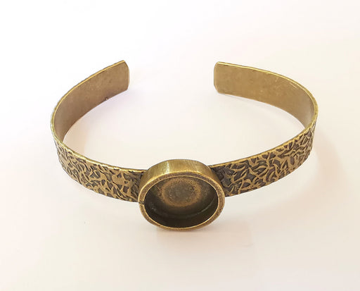 Bracelet Blank Resin Cuff Dry Flower inlay Blank Cuff Bezel Glass Cabochon Base Textured Adjustable Antique Bronze (16mm ) G23361
