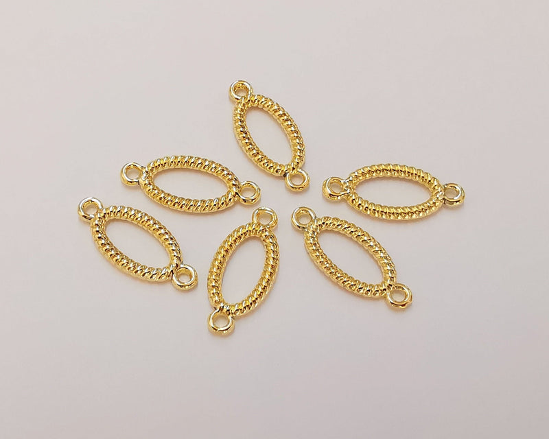 10 Oval Twisted Charms Connector 24K Shiny Gold Plated Findings (20x9mm)  G22923