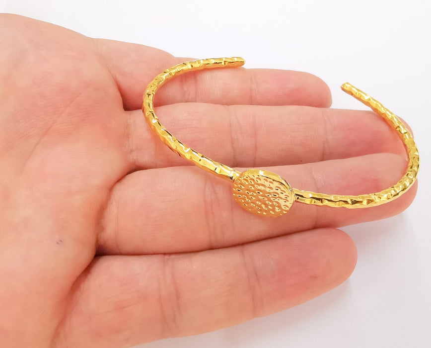 Shiny Gold Blanks Hammered Bracelet Blanks Cuff Blanks Adjustable Bracelet Blank Gold Plated Bracelet (14 mm Blanks ) G22930