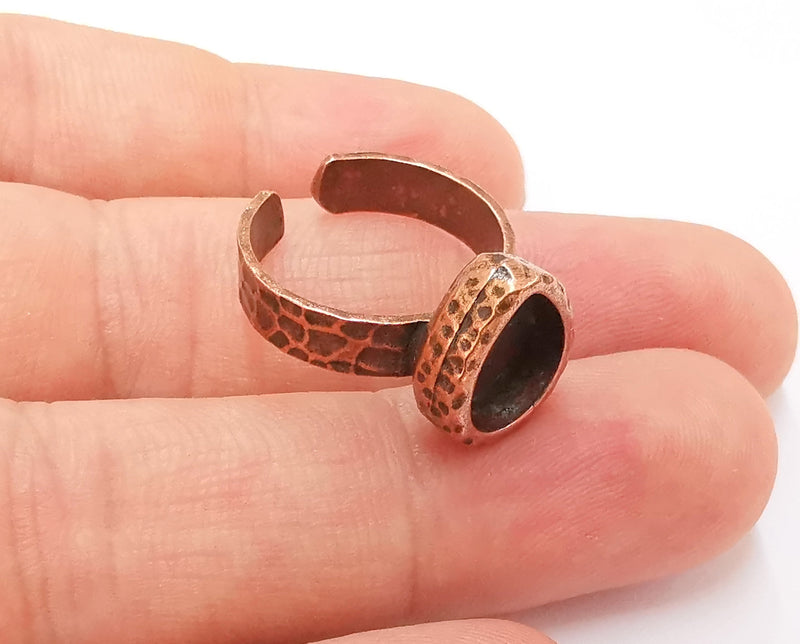 Copper Ring Blank Setting Cabochon Base inlay Ring Backs Mounting Adjustable Ring Base Bezel (10x8mm blank) Antique Copper Plated G22932