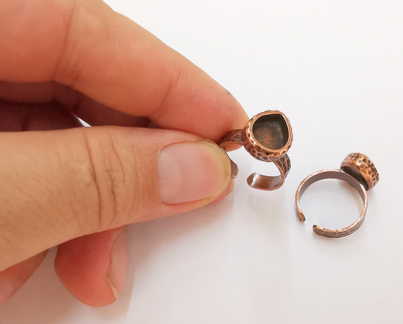 Copper Ring Blank Setting Cabochon Base inlay Ring Backs Mounting Adjustable Ring Base Bezel (10x8mm blank) Antique Copper Plated G22932