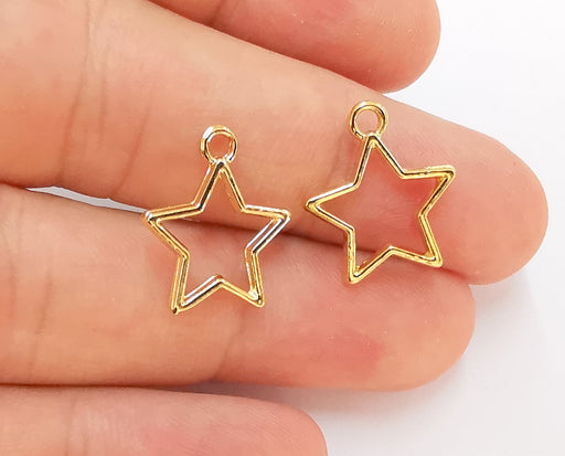 5 Star Charms 24k Shiny Gold Plated Charms (19x15mm)  G22934