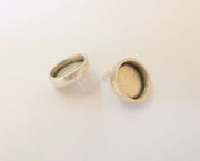 Earring blank base backs Silver resin blank cabochon base inlay blank mountings Antique silver plated metal (18mm blank) 1 Pair G23366