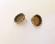 Earring blank backs Antique bronze resin base inlay blank cabochon mountings setting Antique bronze plated metal (18mm blank) 1 pair G23367
