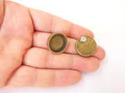 Earring blank backs Antique bronze resin base inlay blank cabochon mountings setting Antique bronze plated metal (18mm blank) 1 pair G23367