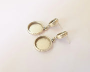 Earring blank backs base setting Silver resin blank cabochon base inlay blank mounting Antique silver plated metal (20mm+12mm) 1 Pair G23368