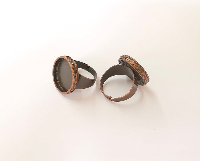 Copper ring blank setting cabochon base inlay ring backs mounting adjustable ring base bezel (17mm blank) Antique copper plated G23372