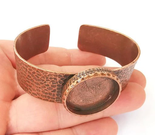 Bracelet blank Resin cuff Dry flower inlay blank Cuff bezel Glass cabochon base Hammered adjustable Antique copper (25mm ) G23347