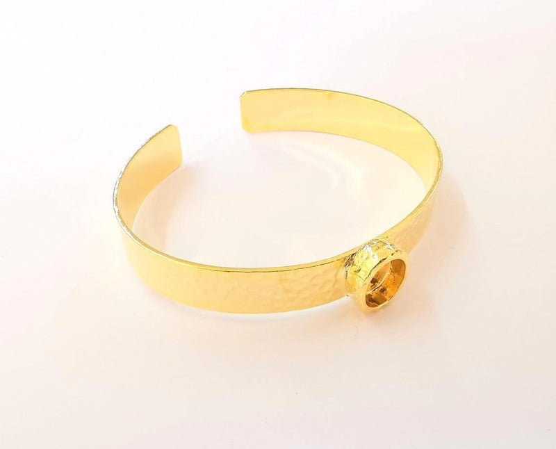 Bracelet Blank Resin Cuff Dry Flower inlay Blank Cuff Bezel Glass Cabochon Base Hammered Adjustable Shiny Gold Plated (10x8mm ) G23344