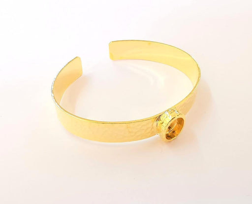 Bracelet Blank Resin Cuff Dry Flower inlay Blank Cuff Bezel Glass Cabochon Base Hammered Adjustable Shiny Gold Plated (10x8mm ) G23344
