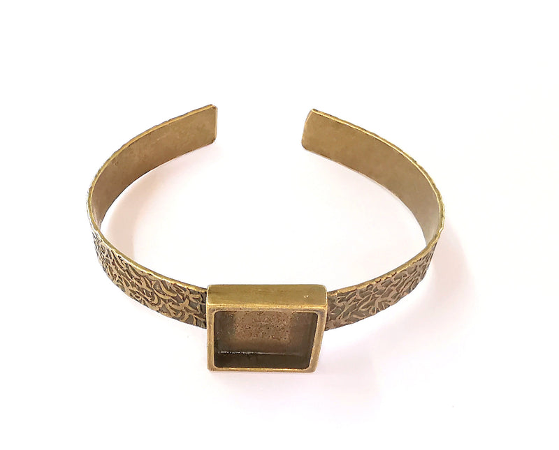 Bracelet blank Resin cuff Dry flower inlay blank Cuff bezel Glass cabochon base Textured adjustable Antique bronze (16x16mm ) G23379