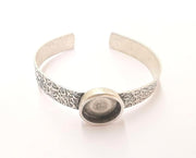 Bracelet Blank Resin Dry Flower inlay Blank Cuff Bezel Glass Cabochon Base Textured Adjustable Antique Silver (16mm Blank ) G23270