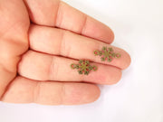 10 Snowflake charms connector Antique bronze plated charms (20x11mm) G23380