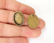 Earring blank backs Antique bronze resin base inlay blank cabochon mountings setting Antique bronze plated  (18x13mm blank) 1 pair G23382