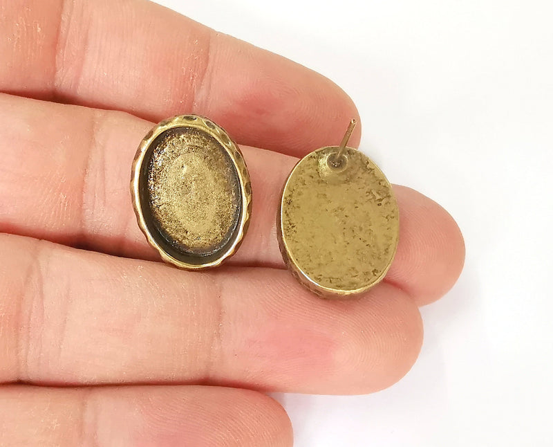 Earring blank backs Antique bronze resin base inlay blank cabochon mountings setting Antique bronze plated  (18x13mm blank) 1 pair G23382