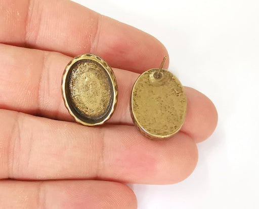 Earring blank backs Antique bronze resin base inlay blank cabochon mountings setting Antique bronze plated  (18x13mm blank) 1 pair G23382