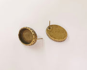 Earring blank backs Antique bronze resin base inlay blank cabochon mountings setting Antique bronze plated  (18x13mm blank) 1 pair G23382