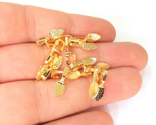 6 Glue on bails Shiny gold plated findings (15x5 mm)  G23385