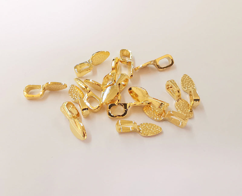 6 Glue on bails Shiny gold plated findings (15x5 mm)  G23385