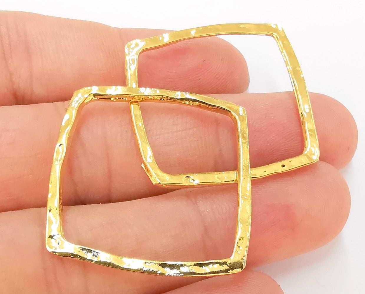 2 Square Connector Findings Shiny Gold Plated Geometric Findings (33mm)  G27246