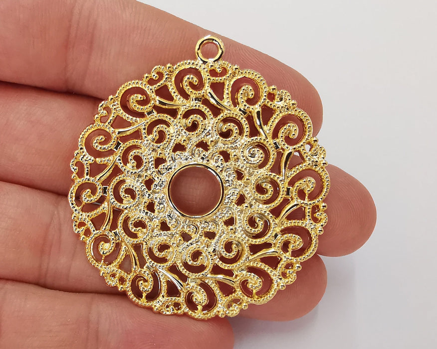 Filigree Pendant 24K Shiny Gold Plated Pendant (52x48mm)  G22942