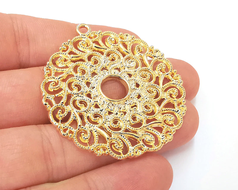 Filigree Pendant 24K Shiny Gold Plated Pendant (52x48mm)  G22942