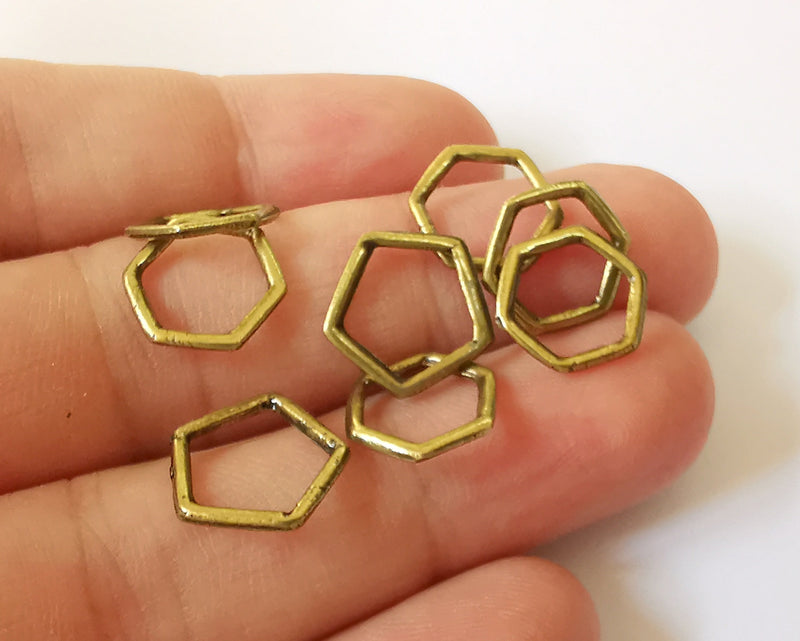20 Hexagonal Findings Antique Bronze Connector Findings (13mm) G22945