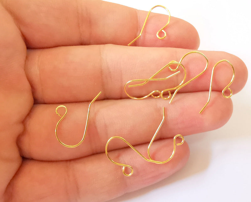 10 Gold Earring Hook 24k Shiny Gold Plated Brass Earring Hook Findings 10 Pcs (5 pairs) Nickel free and Lead free  G22951