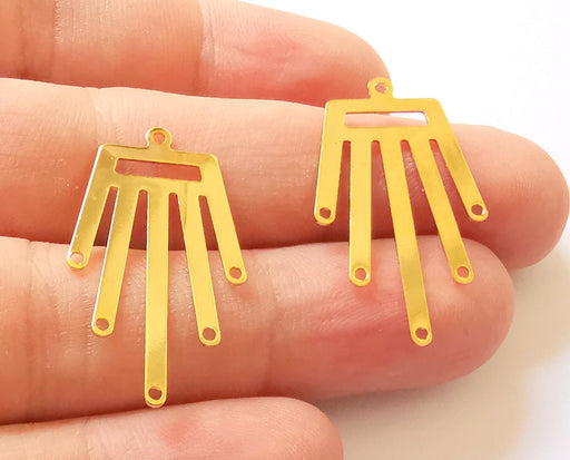 2 Connector Charms 24k Shiny Gold Plated Brass Charms (33x18mm)  G22952
